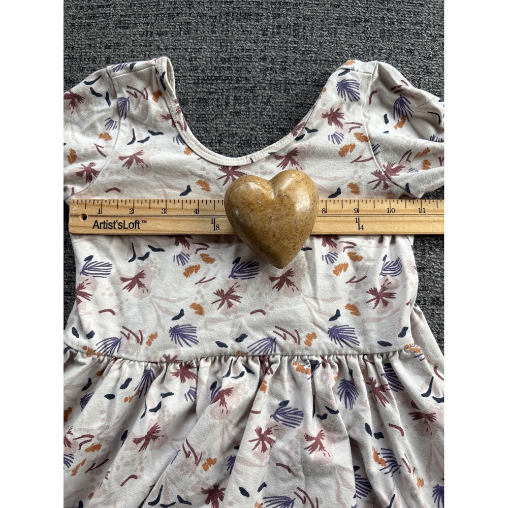 Alice + Ames Girls Size 7 Long Sleeve Ballet Dress Abstract Floral Cream Mauve - Picture 5 of 7